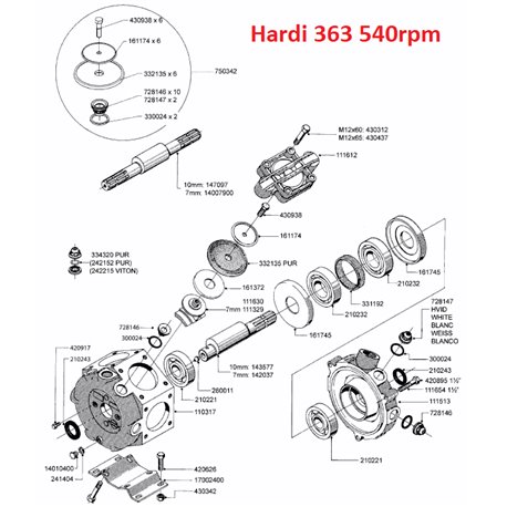 Wał pompy 363/462/463-7mm 540 2x1i3/8"Z21