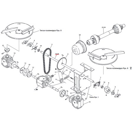 Wałek nagarniacza długi L-1120 MX2100-3000
