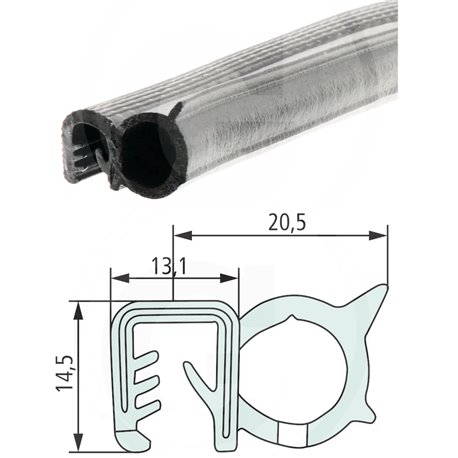 Nakładka krawędziwa boczna uszczelka 20,5x14,5 - 25m4059139279913