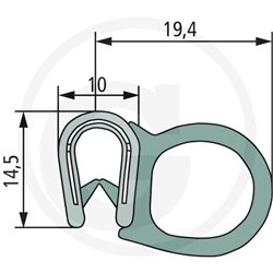 Nakładka krawędziwa boczna uszczelka 19,4x14,5 -50m4059139280667