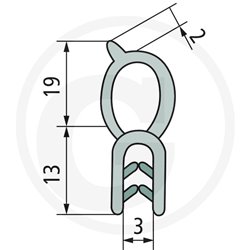 Nakładka krawędziwa górna uszczelka 19/32 -25m4059139280599