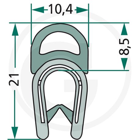 Nakładka krawędziwa górna uszczelka 10,4x8,5/21 -5m4059139280063