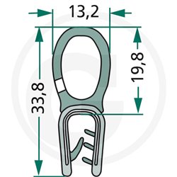 Nakładka krawędziwa górna uszczelka 13,2x19,8/33,8 -5m4059139280155