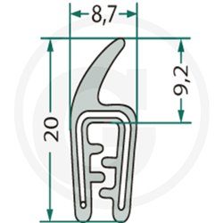 Nakładka krawędziwa 1-2mm z płetwą 9,2 -1m4059139279784