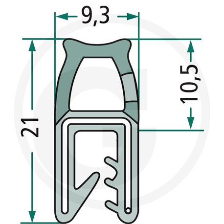 Nakładka krawędziwa górna uszczelka 9,3/10,5x21 - 25m4059139280575