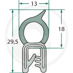 Nakładka krawędziwa górna uszczelka 13x18/29,5 -1m4059139279838