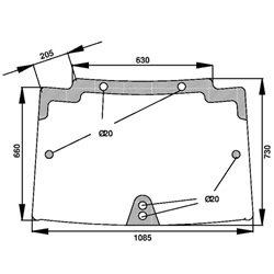 44911501 Szyba Case przednia, regulowana, Kramp 3660980059206