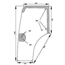 Case 44910453 Szyba drzwi lewa2200-44910453G