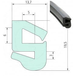 Uszczelka szyby 13,7x19,5/6/3 - 1m4059139279562