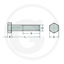 Śruba M22x300 kl.10.9, SW32 pół gwint czarny M22x2,5x300