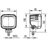 Lampa robocza LED, kwadratowa 12/24V biała Hella