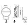 Lampa robocza LED, okrągła, 16W 1600lm 12/24V biała, przykręcana, 93x93x116.5 mm z wtyczką Deutsch 2-pin, światło rozproszone, 6