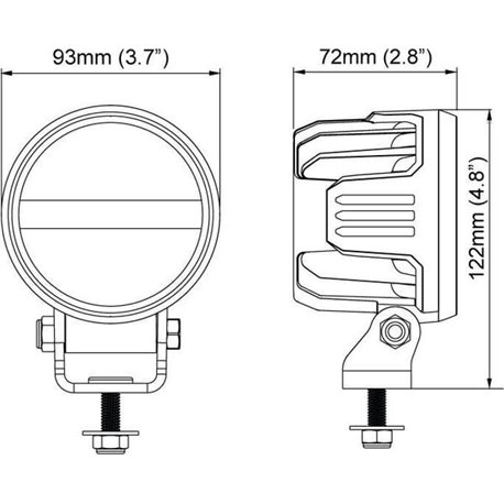 Lampa robocza LED, okrągła, 28W 2800lm 12/24V biała, przykręcana, 93x93x122 mm z wtyczką Deutsch 2-pin, światło rozproszone, 6 L