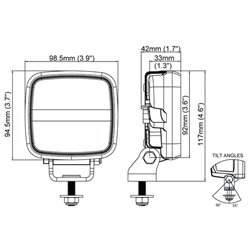 Lampa robocza LED, kwadratowa, 16W 1600lm 12/24V biała przykręcana z wtyczką Deutsch 2-pin, światło rozproszone, 6 LED Scorpius 