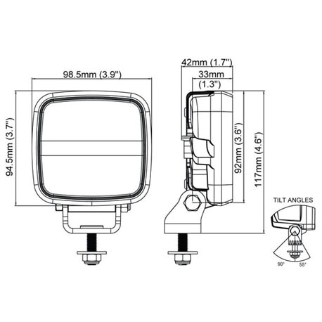 Lampa robocza LED, kwadratowa, 16W 1600lm 12/24V biała przykręcana z wtyczką Deutsch 2-pin, światło rozproszone, 6 LED Scorpius 