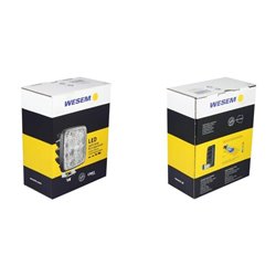 Lampa robocza LED kwadratowa z przełącznikiem, R23 22W 1600lm 12-24V 129x105x50 mm światło rozproszone, przykręcana Wesem