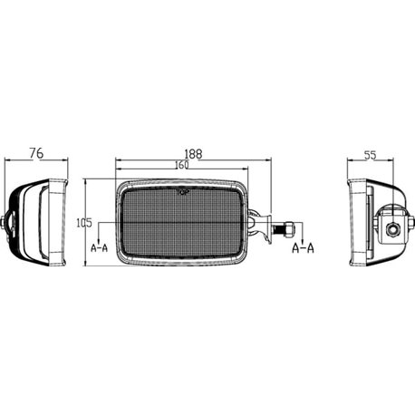 Lampa robocza LED, prostokątna 90W 6000lm 10/30V z wtyczką Deutsch, światło rozproszone 30 LED Kramp