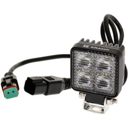 Lampa robocza LED, kwadratowa 12W 1200lm 12/24V, biała, 53.7x75.5x32.3 mm światło rozproszone z wtyczką Deutsch, 8 LED