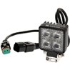 Lampa robocza LED, kwadratowa 12W 1200lm 12/24V, biała, 53.7x75.5x32.3 mm światło rozproszone z wtyczką Deutsch, 8 LED