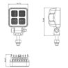 Lampa robocza LED, kwadratowa 12W 1200lm 12/24V, biała, 53.7x75.5x32.3 mm światło rozproszone z wtyczką Deutsch, 8 LED