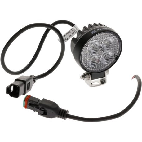 Lampa robocza LED, okrągła 12W 1200lm 12/24V, biała, 65.7x85.8x35 mm światło rozproszone z wtyczką Deutsch, 8 LED
