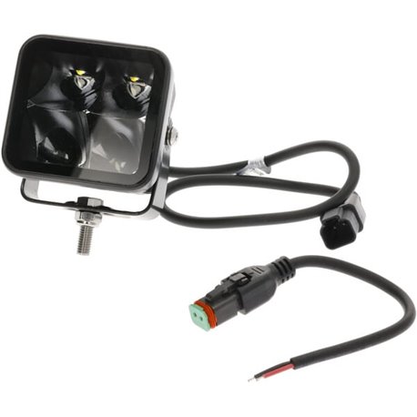 Lampa robocza LED, kwadratowa 40W 4800lm 12/24V, biała, 81x82.5x67.5 mm światło skupione z wtyczką Deutsch, 4 LED