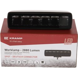 Lampa robocza LED, prostokątna 30W 2880lm 12/24V, biała, 157x49.7x60 mm światło skupione z wtyczką Deutsch, 6 LED