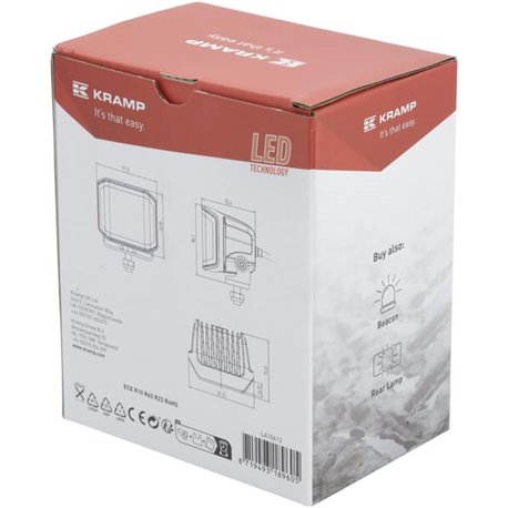 Lampa robocza LED, kwadratowa 70W 8400lm 12/24V, biała/pomarańczowa, 97x77x75 mm światło rozproszone z wtyczką Deutsch, 10 LED