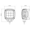 Lampa robocza LED, kwadratowa 45W 4050lm 12/24V, niebieska, 126x151x95 mm światło skupione z wtyczką Deutsch, 9 LED