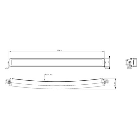 Lampa robocza długa LED, 300W 25200lm prostokątna, 12/24V, biała/pomarańczowa, 814.9x70x78.6 mm z wtyczką Deutsch, Combo, łukowa