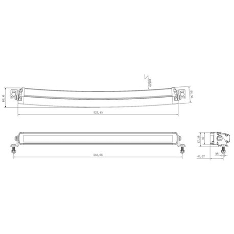 Lampa robocza długa LED, 105W 8820lm prostokątna, 12/24 V, biała/pomarańczowa, 525.5x40x54.4 mm z wtyczką Deutsch, Combo, łukowa