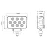 Lampa robocza LED, prostokątna 100W 8950lm 12/24V, biała, 150x112x52.7 mm światło rozproszone z wtyczką Deutsch, 20 LED