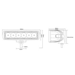 Lampa robocza LED, prostokątna 18W 1620lm, biała, 160x60x70 mm światło skupione, Kramp (op. 8 szt.)