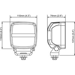 Lampa robocza LED, kwadratowa 42W 3200lm 12/24V, przezroczysta, przykręcana, 110x74x137 mm z wtyczką Deutsch 2-pin światło rozpr