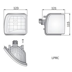 Reflektor roboczy halogenowy, narożny, prawy, 12V 50W kwadratowy, biały 123x115x121 mm wtyczka PGJ13, Wesem