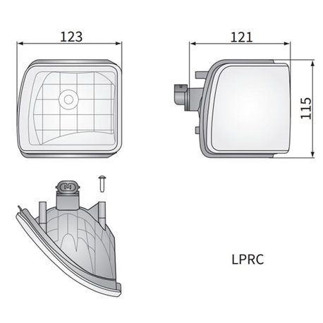 Reflektor roboczy halogenowy, narożny, prawy, 12V 50W kwadratowy, biały 123x115x121 mm wtyczka PGJ13, Wesem