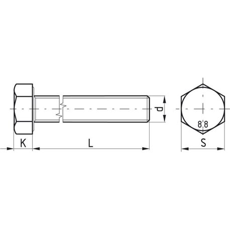 Śruba M14x50 kl.8.8, SW22 cały gwint, czarna (kg) M14x2,00x50