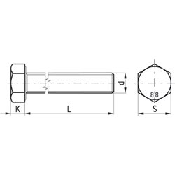 Śruba M14x60 kl.8.8, SW22 cały gwint, czarna (kg) M14x2,00x60