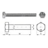Śruba M5x50 kl.8.8, SW8 cały gwint, ocynk (szt) M5x0,80x50