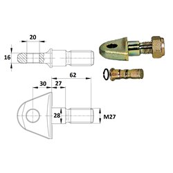 Śruba z uchem stabilizatora, AG 376 D28-M27 L62+30 B20