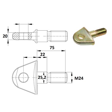 Śruba z uchem stabilizatora, B20-16 RD25,2-22 M24 75 Walterscheid 8435194022880