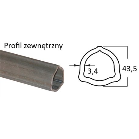 B&P 125081000R06 Rura trójkątna zew. 43,5x3,40 -  G3/-3, 1m STD. Bondioli Pavesi
