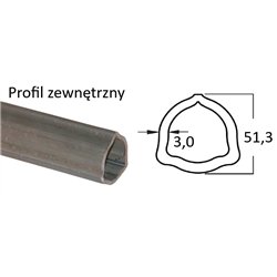 B&P 125103000R06 Rura trójkątna zew. 51,5x3,00 - G5/-5, 3m STD. Bondioli Pavesi 8716106789429