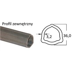 Rura trójkątna zew. 36,0x3,2 - 2/G2,  3m B&P STD.