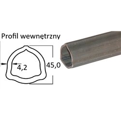 Rura trójkątna wew. 45,0x4,2 - 5/6/G7, 1m B&P STD.