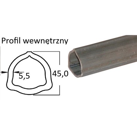 B&P 125113000R06 Rura trójkątna wew. 45,0x5,50 - G8/-8, 3m STD. Bondioli Pavesi