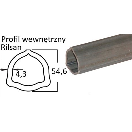Rura trójkątna wew. 54,6x4,3 - G9, 3m, B&P Rilsan
