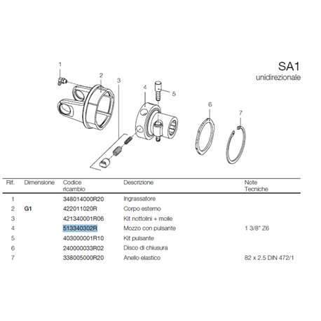 B&P 513340302R Piasta sprzęgła SA1 1i3/8" Z6 Bondioli Pavesi