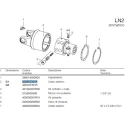 B&P 422B0T301R Obydowa sprzęgła LN2 22,0x54,0 G1 Bondioli Pavesi