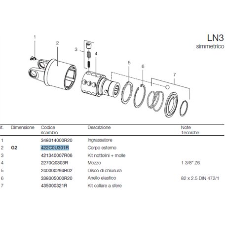 B&P 422C0U301R Obudowa sprzęgła LN3 - 23,8x61,3 G2 Bondioli Pavesi